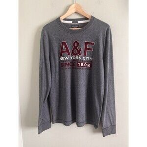 Abercrombie and Fitch Men's Muscle T-Shirt Size Large Long Sleeves Gray Logo